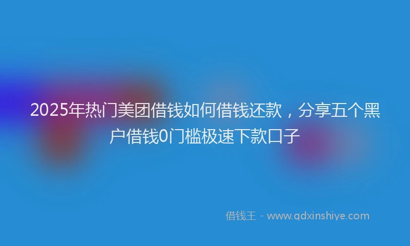 2025年热门美团借钱如何借钱还款，分享五个黑户借钱0门槛极速下款口子