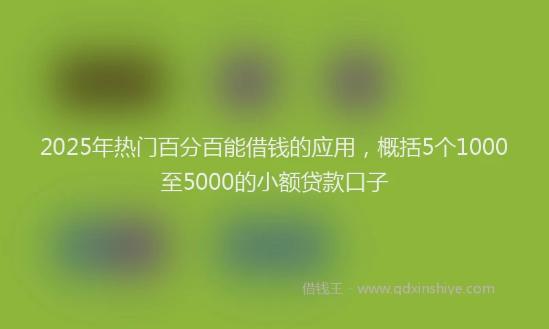 2025年热门百分百能借钱的应用，概括5个1000至5000的小额贷款口子