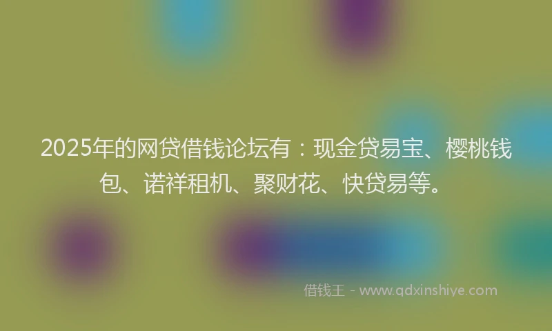 2025年的网贷借钱论坛有：现金贷易宝、樱桃钱包、诺祥租机、聚财花、快贷易等。