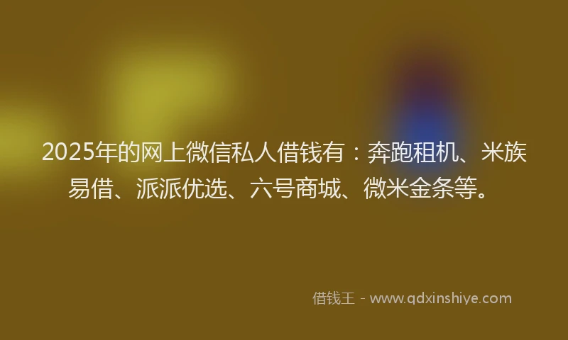 2025年的网上微信私人借钱有：奔跑租机、米族易借、派派优选、六号商城、微米金条等。