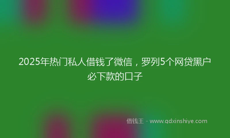 2025年热门私人借钱了微信，罗列5个网贷黑户必下款的口子