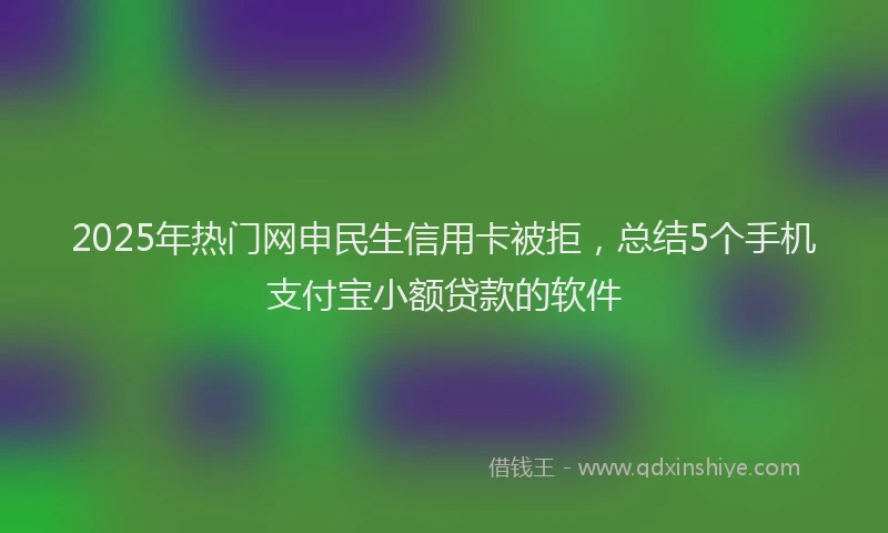 2025年热门网申民生信用卡被拒，总结5个手机支付宝小额贷款的软件