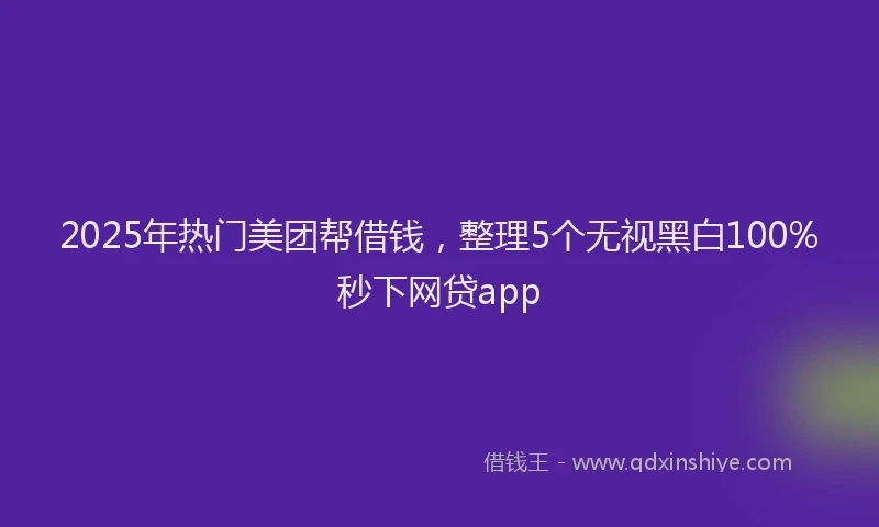 2025年热门美团帮借钱，整理5个无视黑白100%秒下网贷app