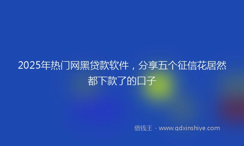 2025年热门网黑贷款软件,分享五个征信花居然都下款了的口子