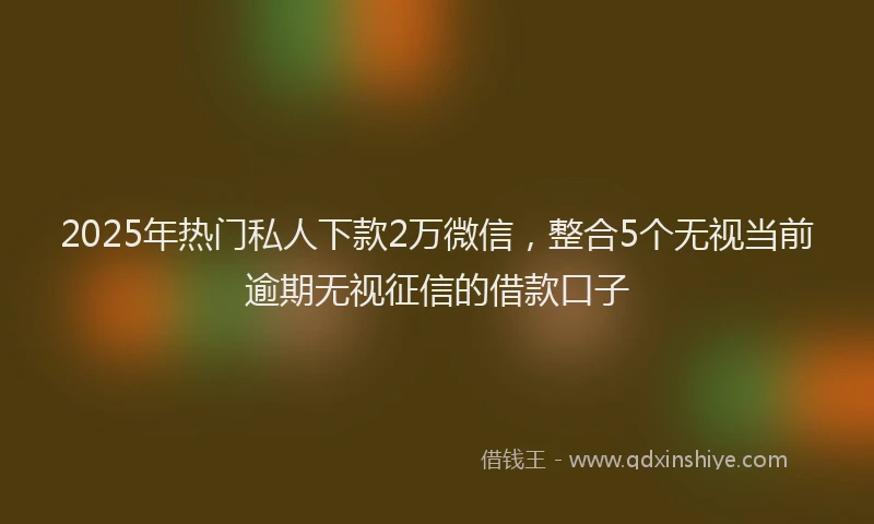2025年热门私人下款2万微信，整合5个无视当前逾期无视征信的借款口子