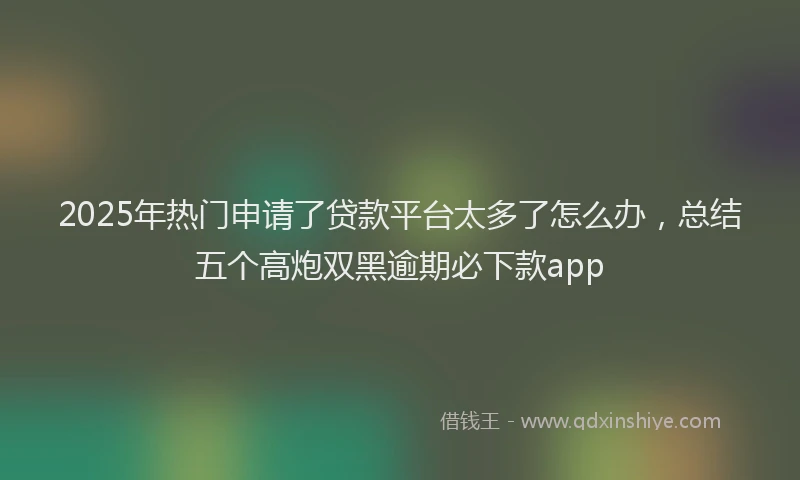 2025年热门申请了贷款平台太多了怎么办，总结五个高炮双黑逾期必下款app