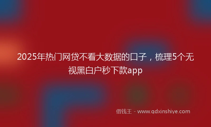 2025年热门网贷不看大数据的口子，梳理5个无视黑白户秒下款app