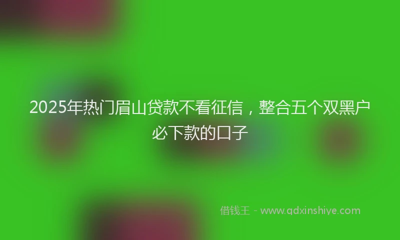 2025年热门眉山贷款不看征信，整合五个双黑户必下款的口子