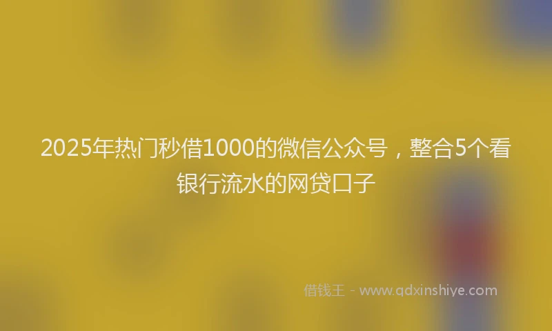 2025年热门秒借1000的微信公众号，整合5个看银行流水的网贷口子