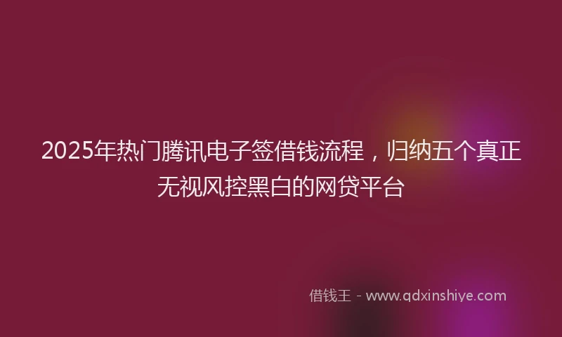 2025年热门腾讯电子签借钱流程，归纳五个真正无视风控黑白的网贷平台
