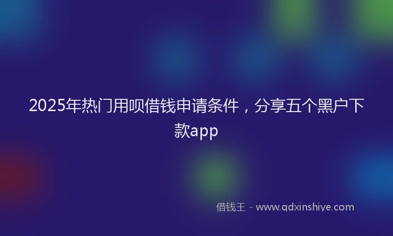 2025年热门用呗借钱申请条件,分享五个黑户下款app