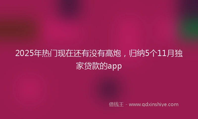 2025年热门现在还有没有高炮，归纳5个11月独家贷款的app