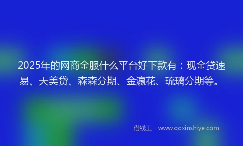 2025年的网商金服什么平台好下款有：现金贷速易、天美贷、森森分期、金瀛花、琉璃分期等。