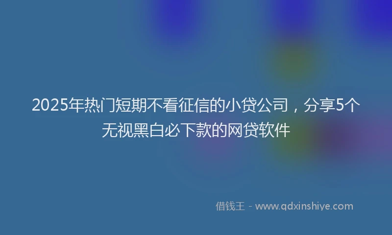 2025年热门短期不看征信的小贷公司，分享5个无视黑白必下款的网贷软件