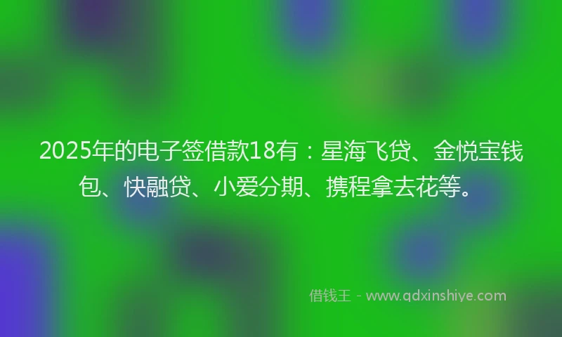 2025年的电子签借款18有：星海飞贷、金悦宝钱包、快融贷、小爱分期、携程拿去花等。