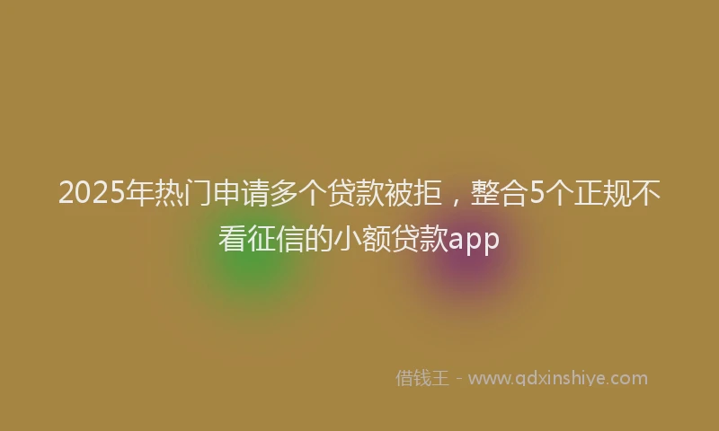 2025年热门申请多个贷款被拒，整合5个正规不看征信的小额贷款app