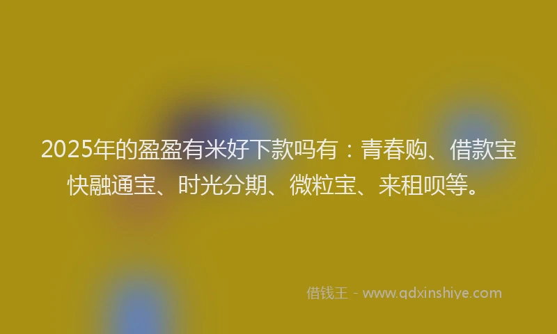 2025年的盈盈有米好下款吗有：青春购、借款宝快融通宝、时光分期、微粒宝、来租呗等。