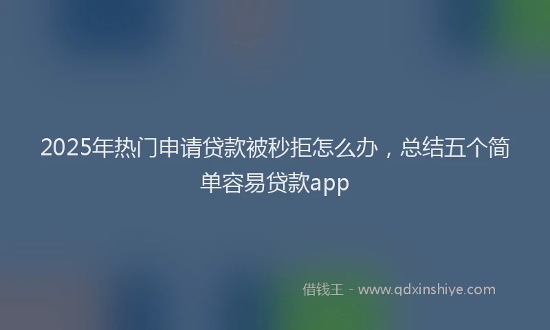 2025年热门申请贷款被秒拒怎么办，总结五个简单容易贷款app