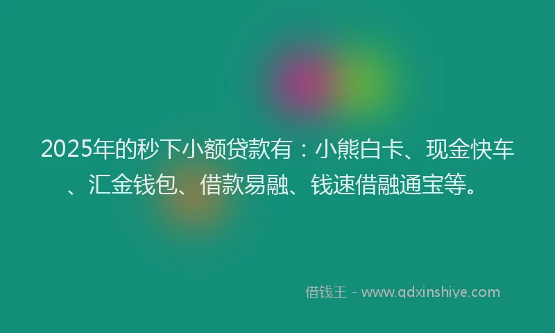 2025年的秒下小额贷款有:小熊白卡、现金快车、汇金钱包、借款易融、钱速借融通宝等。