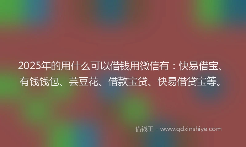 2025年的用什么可以借钱用微信有：快易借宝、有钱钱包、芸豆花、借款宝贷、快易借贷宝等。