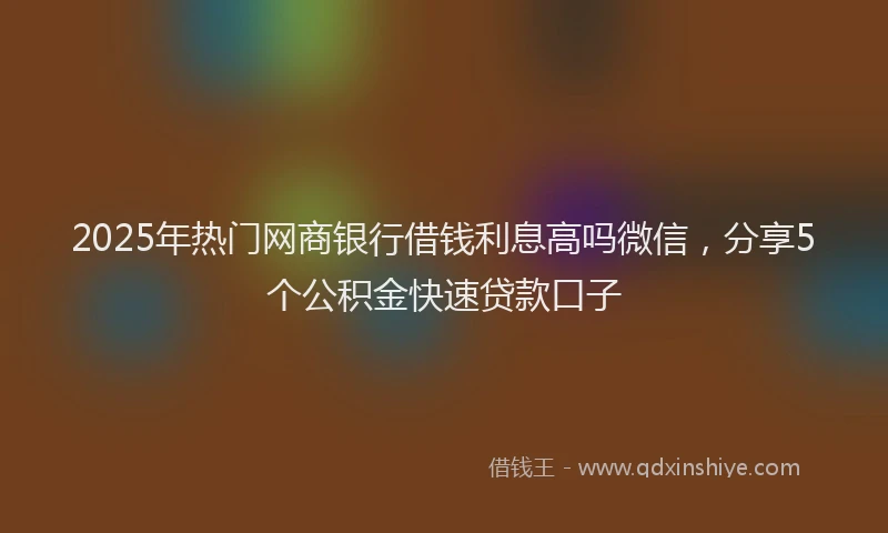 2025年热门网商银行借钱利息高吗微信，分享5个公积金快速贷款口子