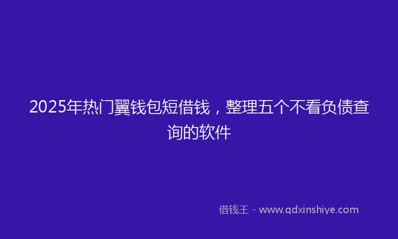2025年热门翼钱包短借钱,整理五个不看负债查询的软件