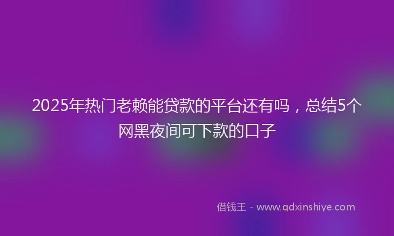 2025年热门老赖能贷款的平台还有吗,总结5个网黑夜间可下款的口子