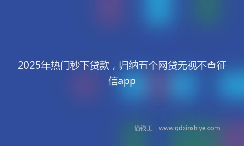 2025年热门秒下贷款，归纳五个网贷无视不查征信app