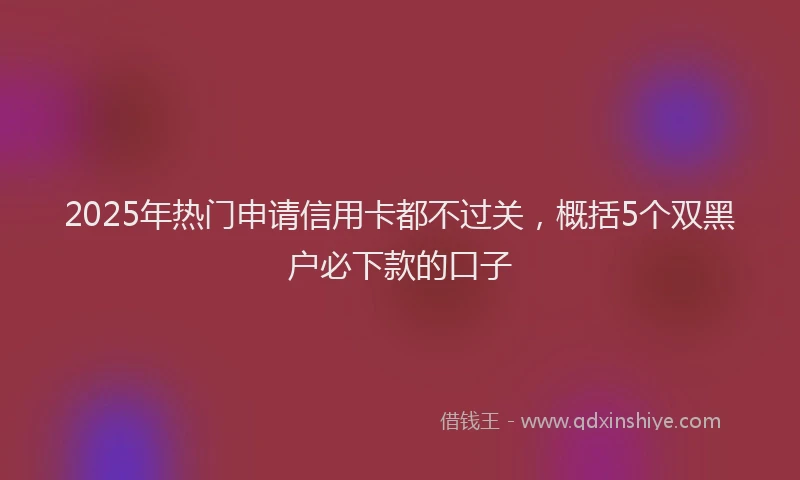 2025年热门申请信用卡都不过关，概括5个双黑户必下款的口子
