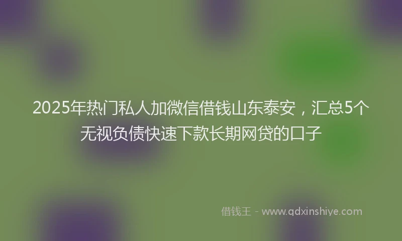 2025年热门私人加微信借钱山东泰安,汇总5个无视负债快速下款长期网贷的口子
