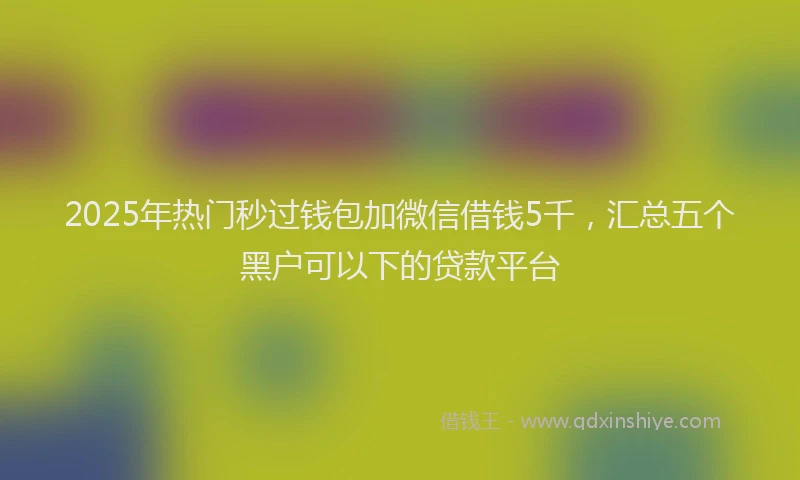 2025年热门秒过钱包加微信借钱5千，汇总五个黑户可以下的贷款平台