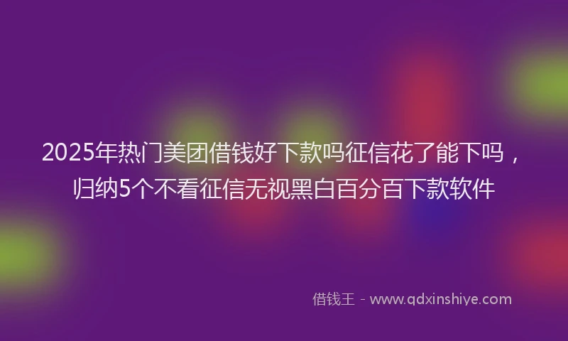 2025年热门美团借钱好下款吗征信花了能下吗，归纳5个不看征信无视黑白百分百下款软件