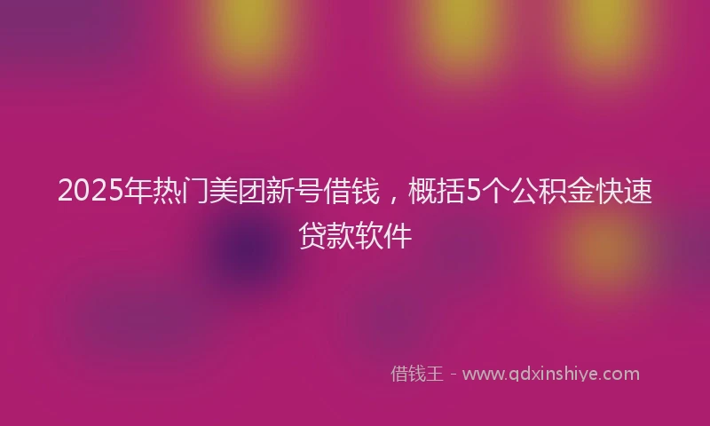 2025年热门美团新号借钱，概括5个公积金快速贷款软件