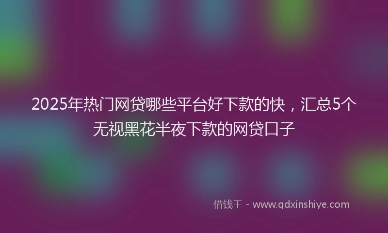 2025年热门网贷哪些平台好下款的快,汇总5个无视黑花半夜下款的网贷口子