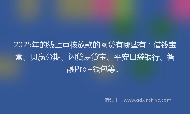 2025年的线上审核放款的网贷有哪些有：借钱宝盒、贝赢分期、闪贷易贷宝、平安口袋银行、智融Pro+钱包等。