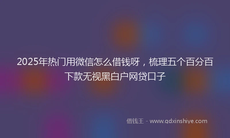 2025年热门用微信怎么借钱呀,梳理五个百分百下款无视黑白户网贷口子
