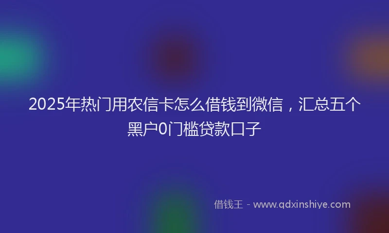2025年热门用农信卡怎么借钱到微信，汇总五个黑户0门槛贷款口子