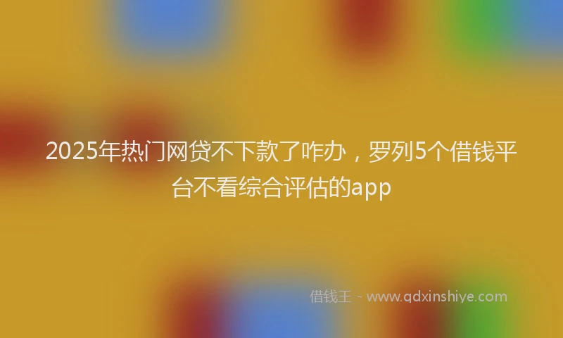 2025年热门网贷不下款了咋办，罗列5个借钱平台不看综合评估的app