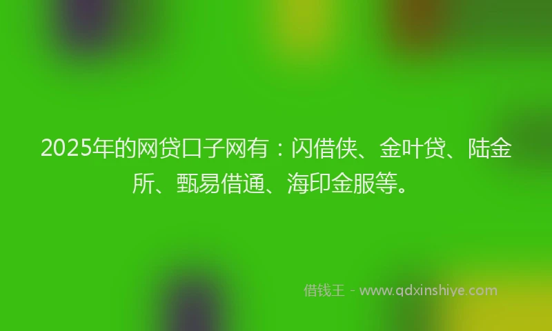 2025年的网贷口子网有：闪借侠、金叶贷、陆金所、甄易借通、海印金服等。