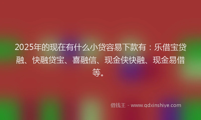 2025年的现在有什么小贷容易下款有：乐借宝贷融、快融贷宝、喜融信、现金侠快融、现金易借等。