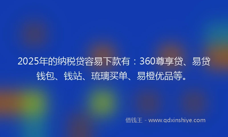 2025年的纳税贷容易下款有：360尊享贷、易贷钱包、钱站、琉璃买单、易橙优品等。