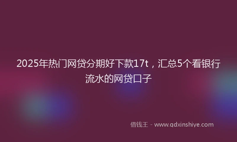 2025年热门网贷分期好下款17t，汇总5个看银行流水的网贷口子