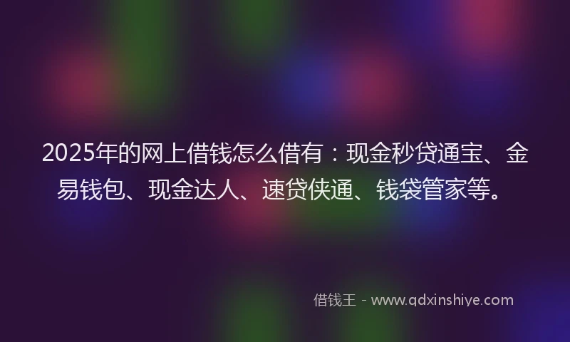 2025年的网上借钱怎么借有：现金秒贷通宝、金易钱包、现金达人、速贷侠通、钱袋管家等。
