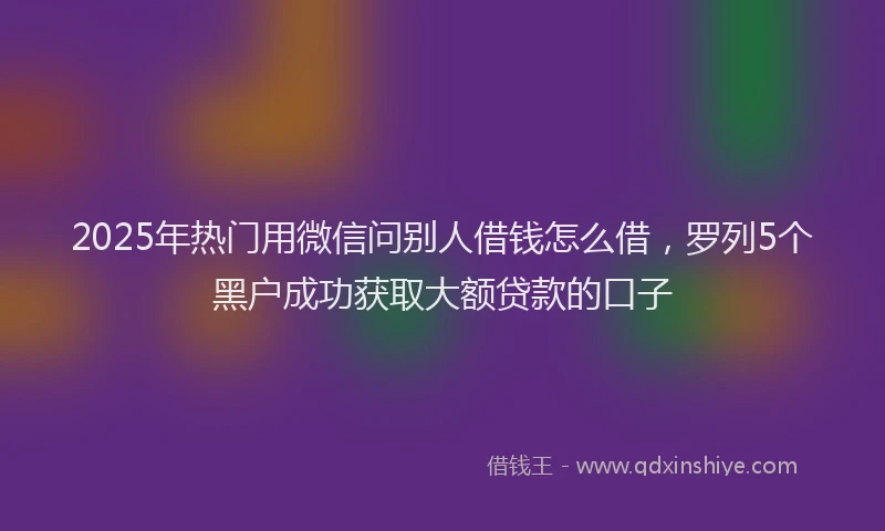 2025年热门用微信问别人借钱怎么借，罗列5个黑户成功获取大额贷款的口子