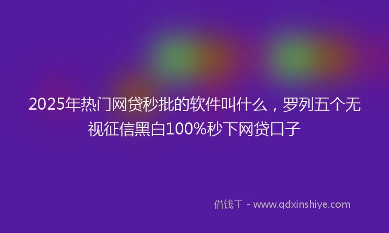 2025年热门网贷秒批的软件叫什么，罗列五个无视征信黑白100%秒下网贷口子