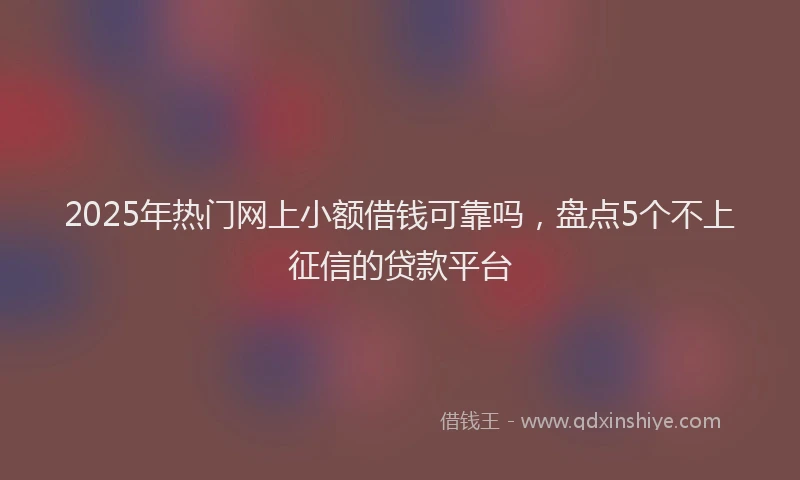 2025年热门网上小额借钱可靠吗，盘点5个不上征信的贷款平台