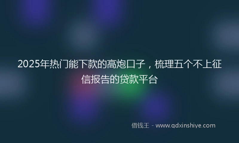 2025年热门能下款的高炮口子,梳理五个不上征信报告的贷款平台