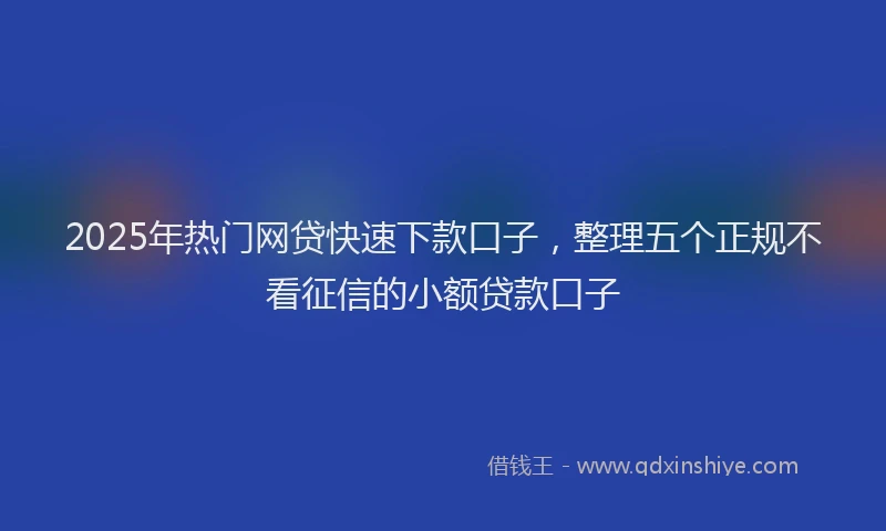 2025年热门网贷快速下款口子，整理五个正规不看征信的小额贷款口子