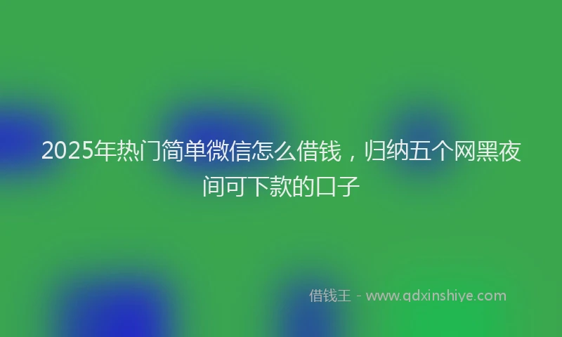2025年热门简单微信怎么借钱，归纳五个网黑夜间可下款的口子
