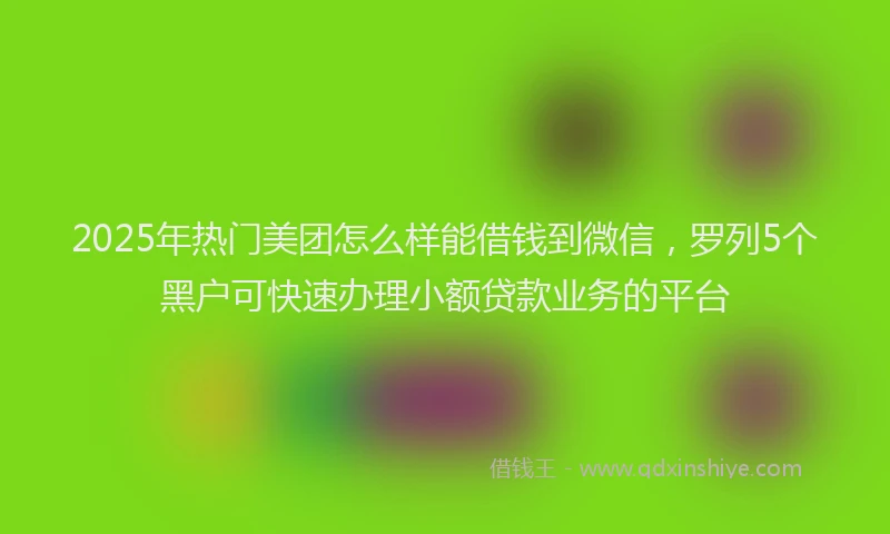 2025年热门美团怎么样能借钱到微信，罗列5个黑户可快速办理小额贷款业务的平台